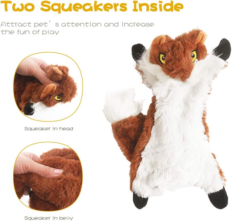 Dog Squeak Toys, No Stuffing Plush Dogs Chew Toy Bundle for Small
