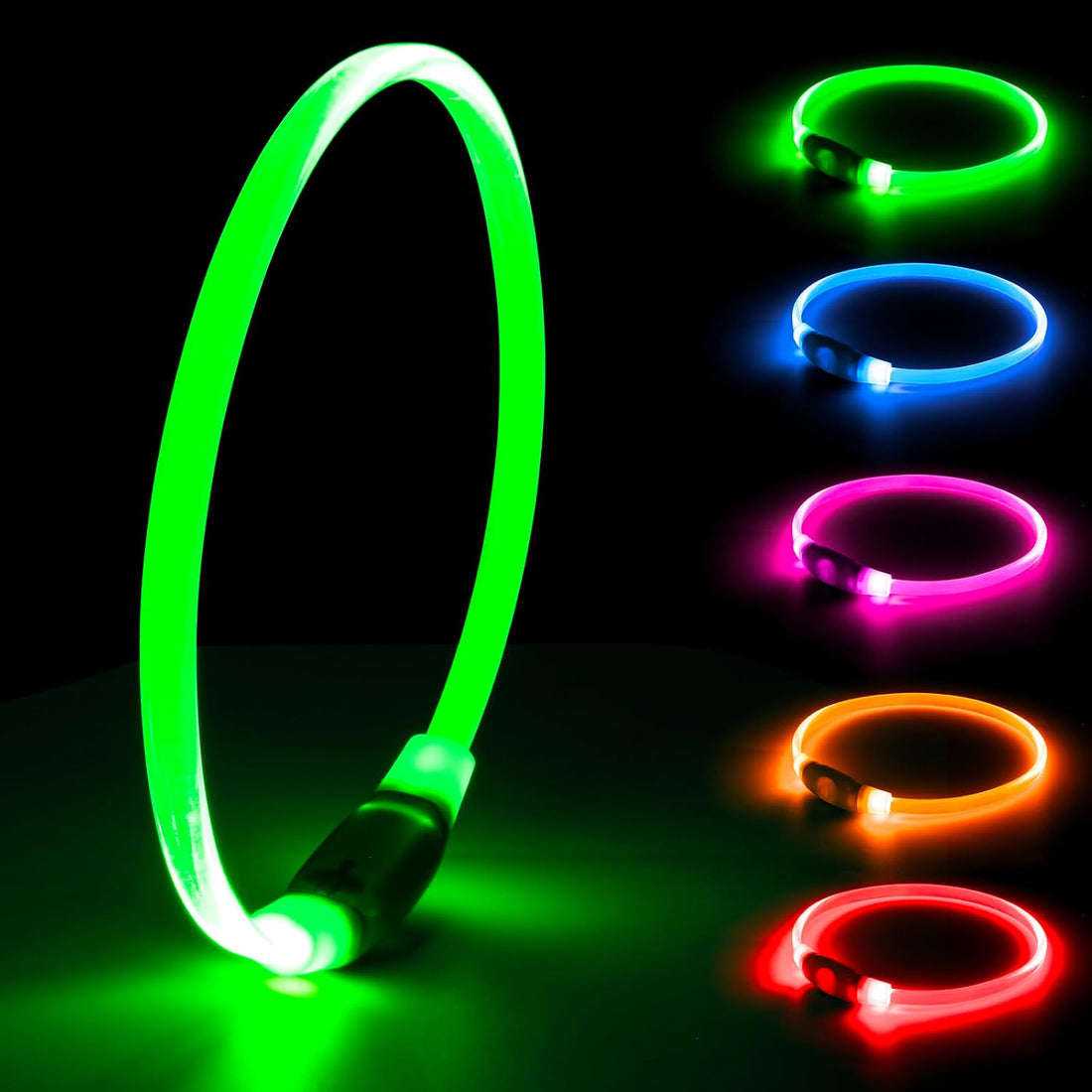 2 Packs Light Up Dog Collar, Kpuplol USB Rechargeable Dog Lights