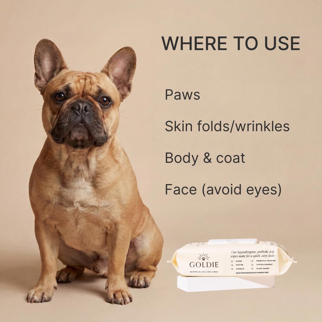 Goldie Dog Essentials Probiotic Dog Wipes Hypoallergenic Sensitive