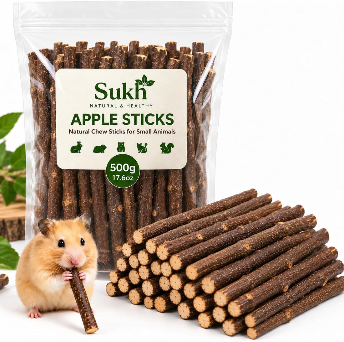 Sukh Natural Organic Apple Sticks - 250g Chew Sticks for Small Animals