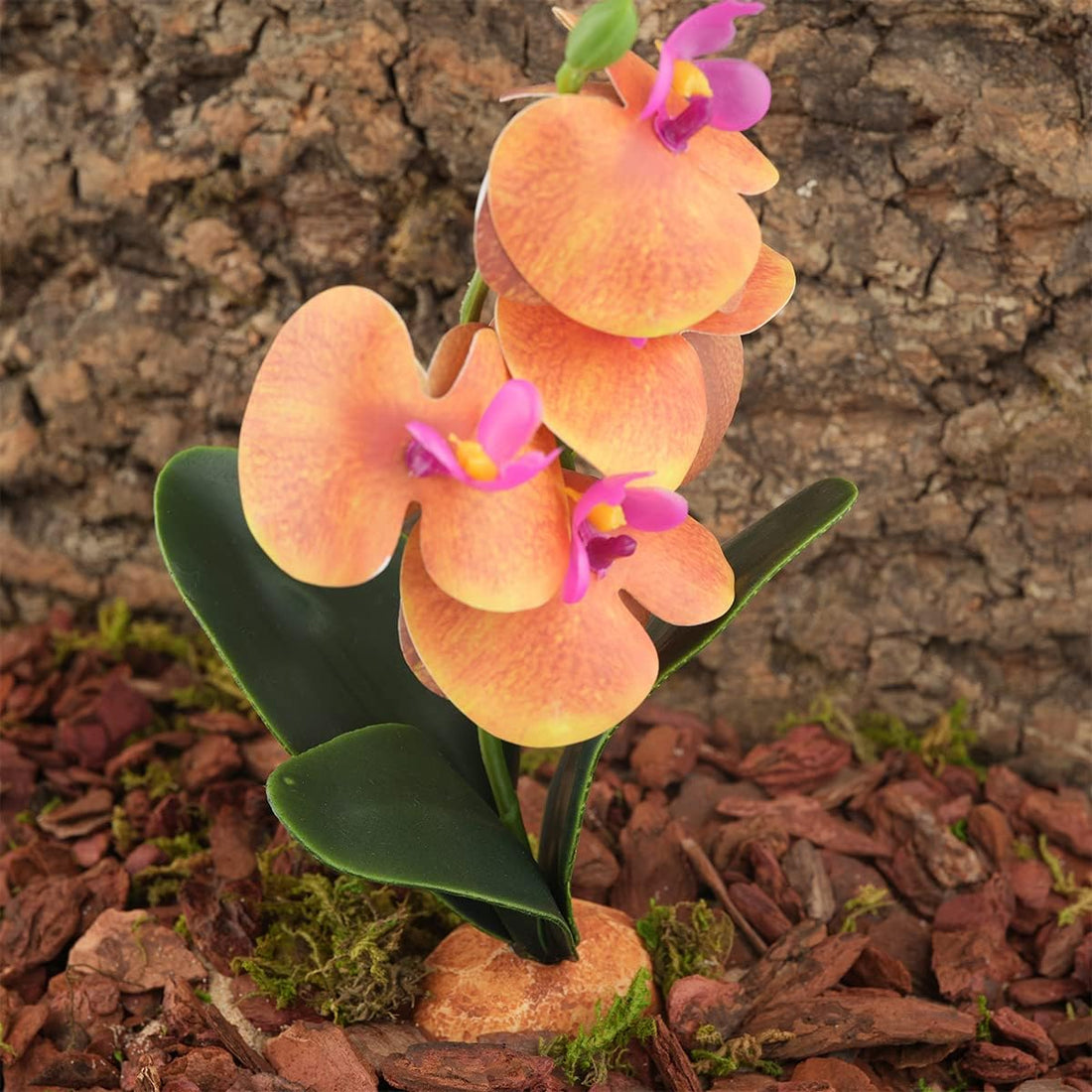 Yellow Fake Orchids, Reptile Terrarium Decor Tarantula Gecko Tank