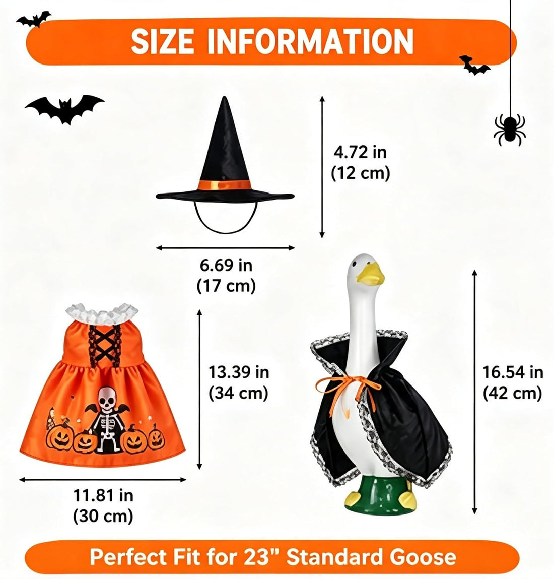 Porch Goose Halloween Outfit, 23-Inch Lawn Goose Costume Set