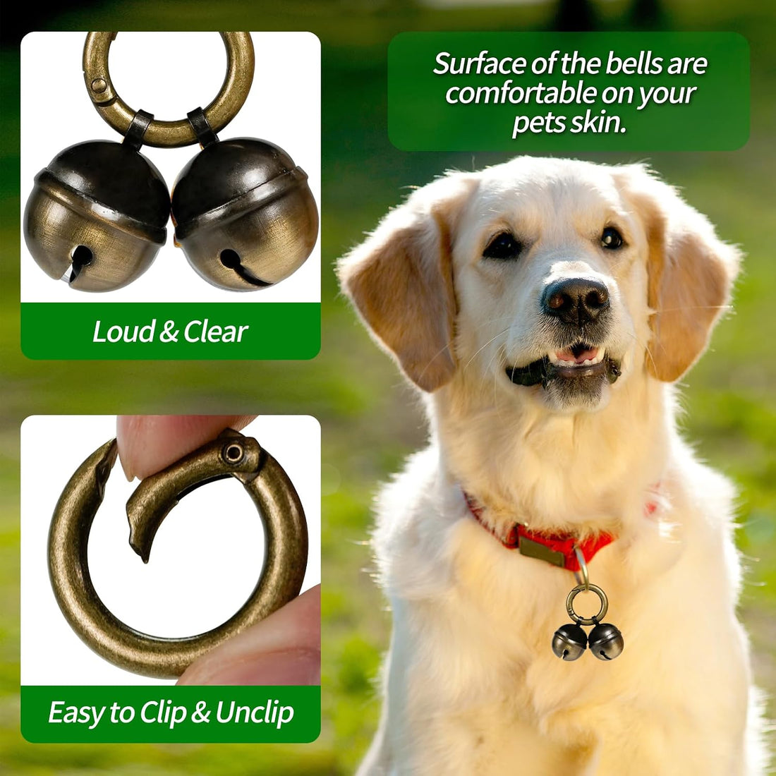 Whimsii Bells for Dog Collars with Easy Clip Clasps