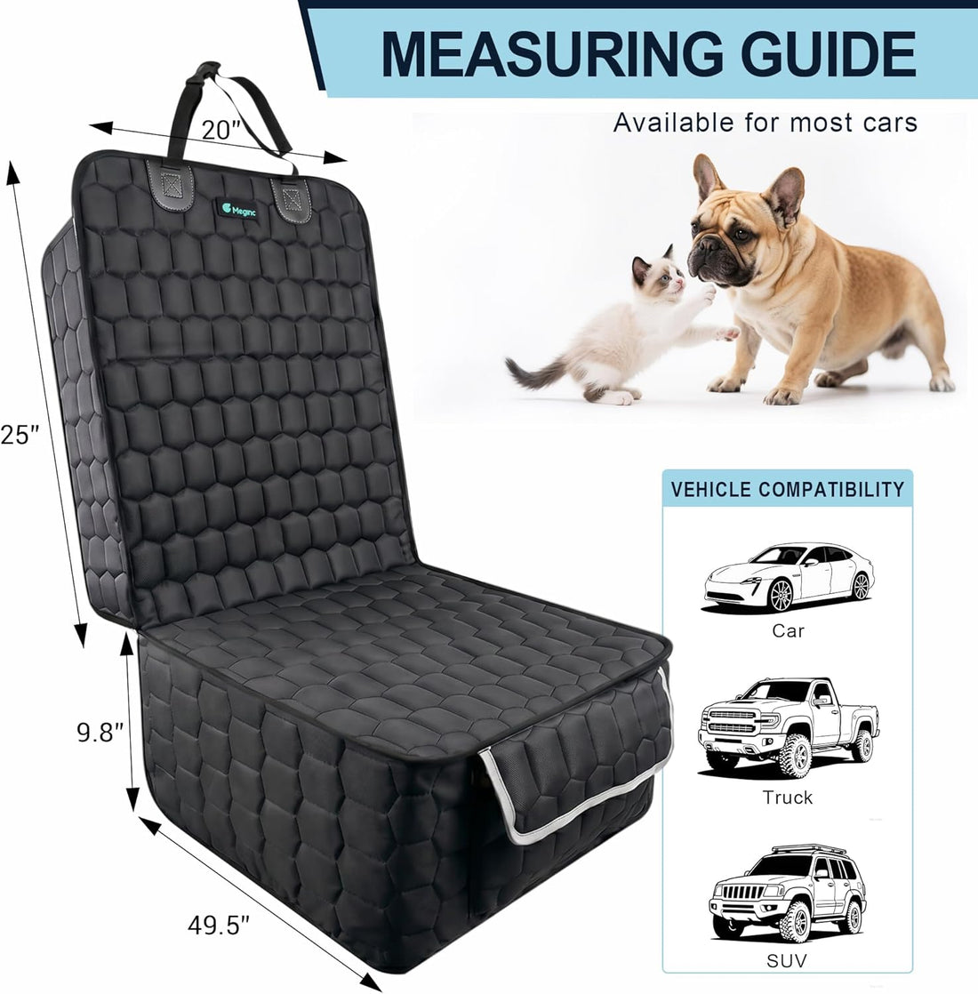 Meginc 2-Pack Front Seat Covers for Dogs