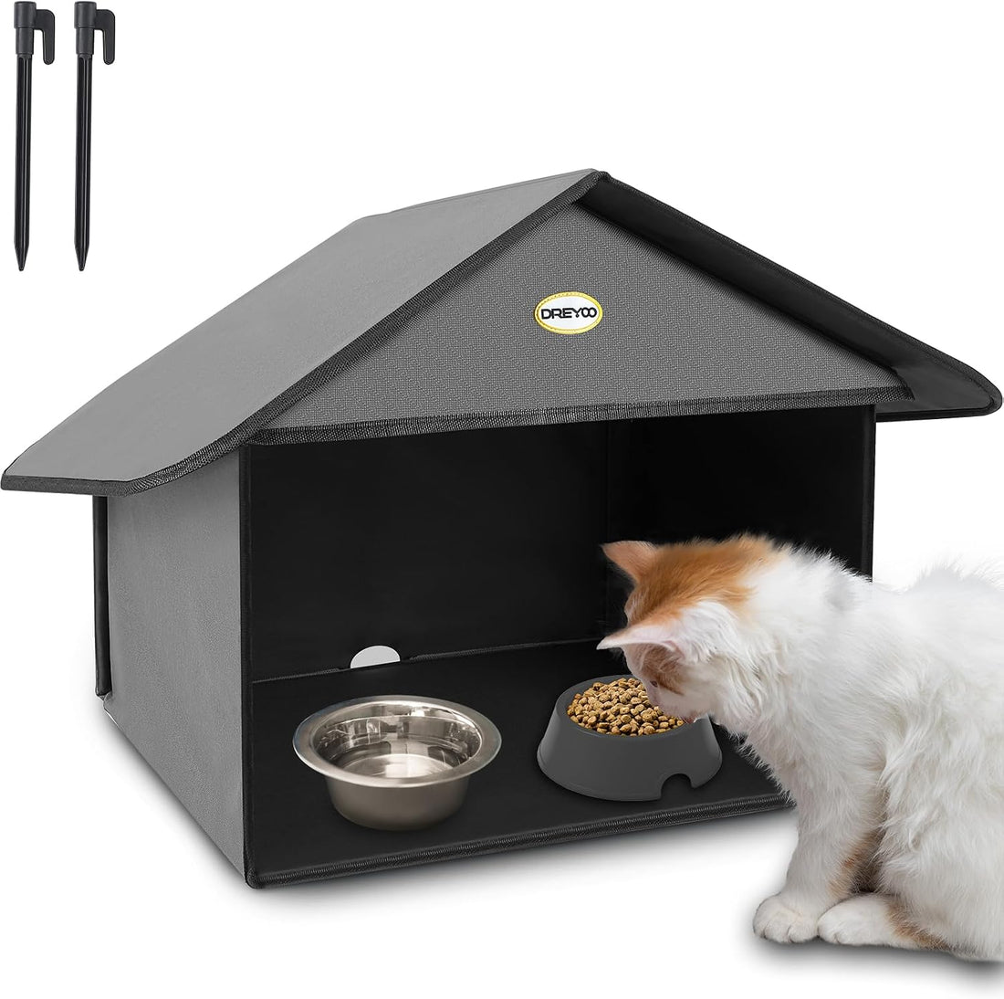 Dreyoo Outdoor Cat Feeding Station for Food & Water