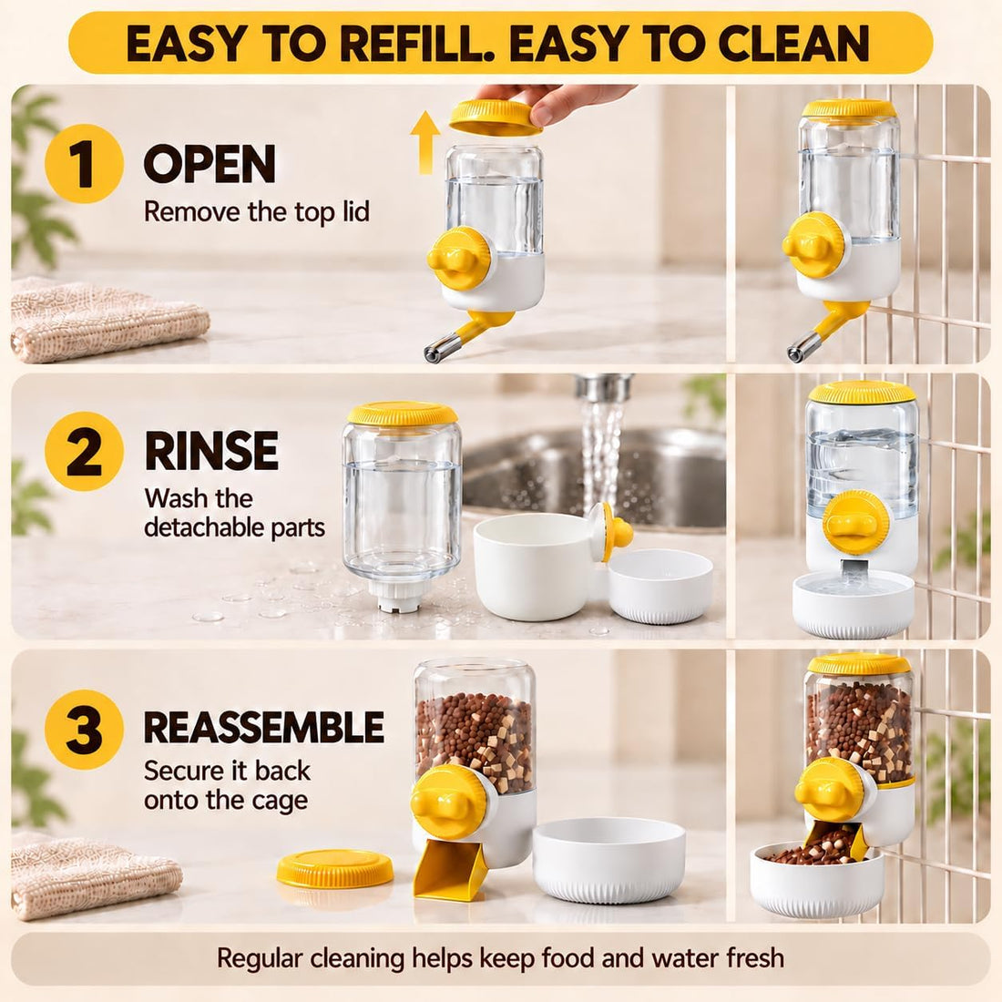 Bunny Water Dispenser for Cages, Guinea Pig Water Bottle No Drip