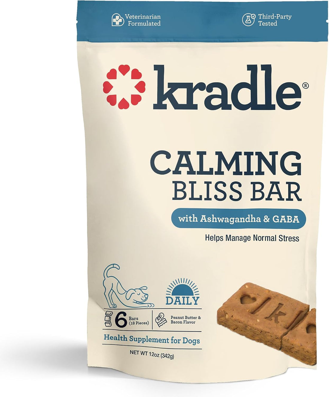 Kradle Bliss Bars for Dogs - Peanut Butter Flavored Calming