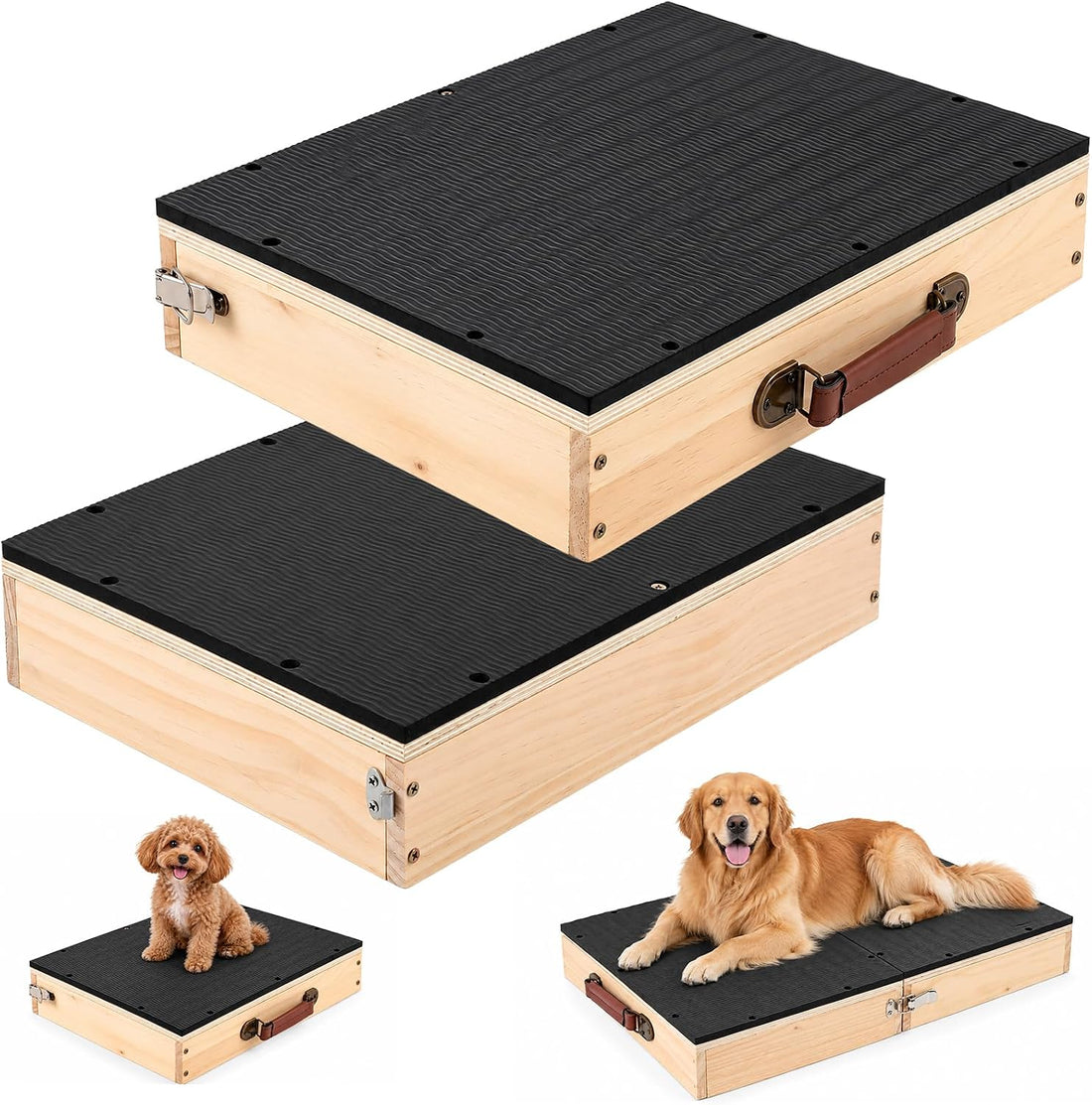 2 PCS Place Board Wooden Connectable Dog Training Platform, Black