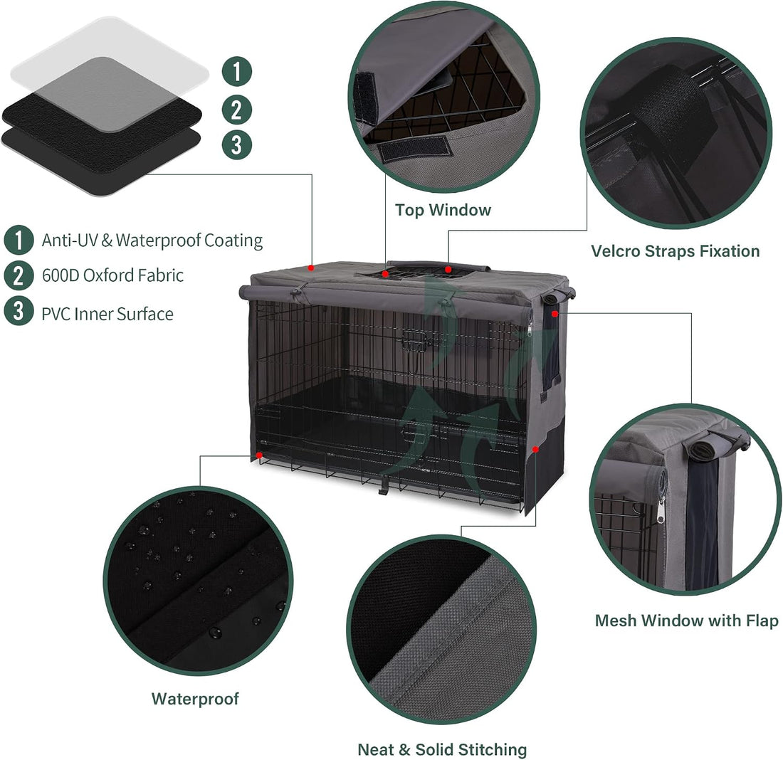 Rachmi 48" 600D Canvas Privacy Dog Crate Cover