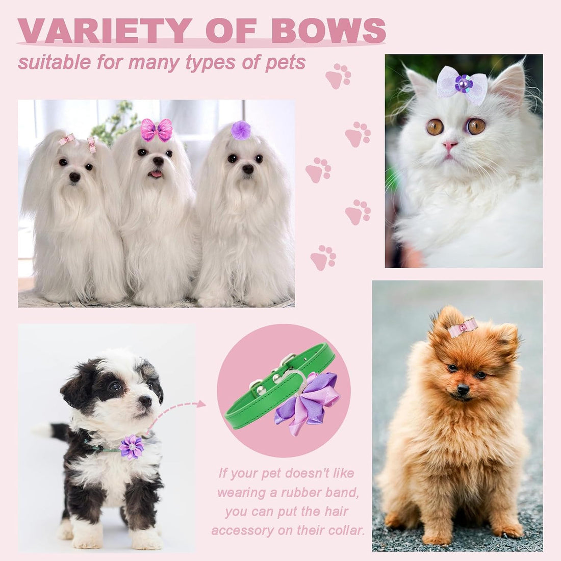 Naturahand 22 Pieces Cute Dog Hair Bows with Elastic Rubber Bands
