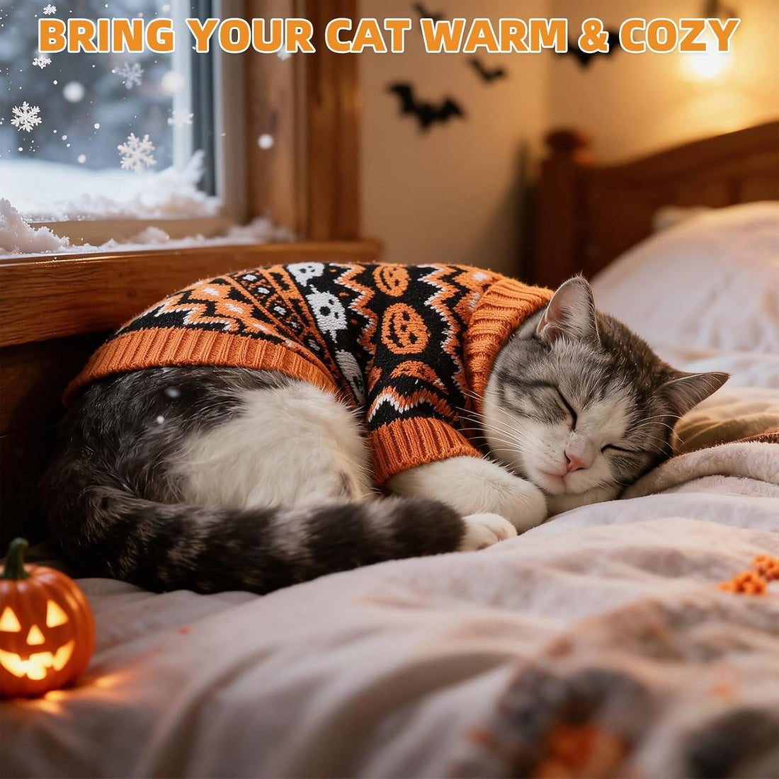 KOOLTAIL Halloween Cat Sweater for Cats Only