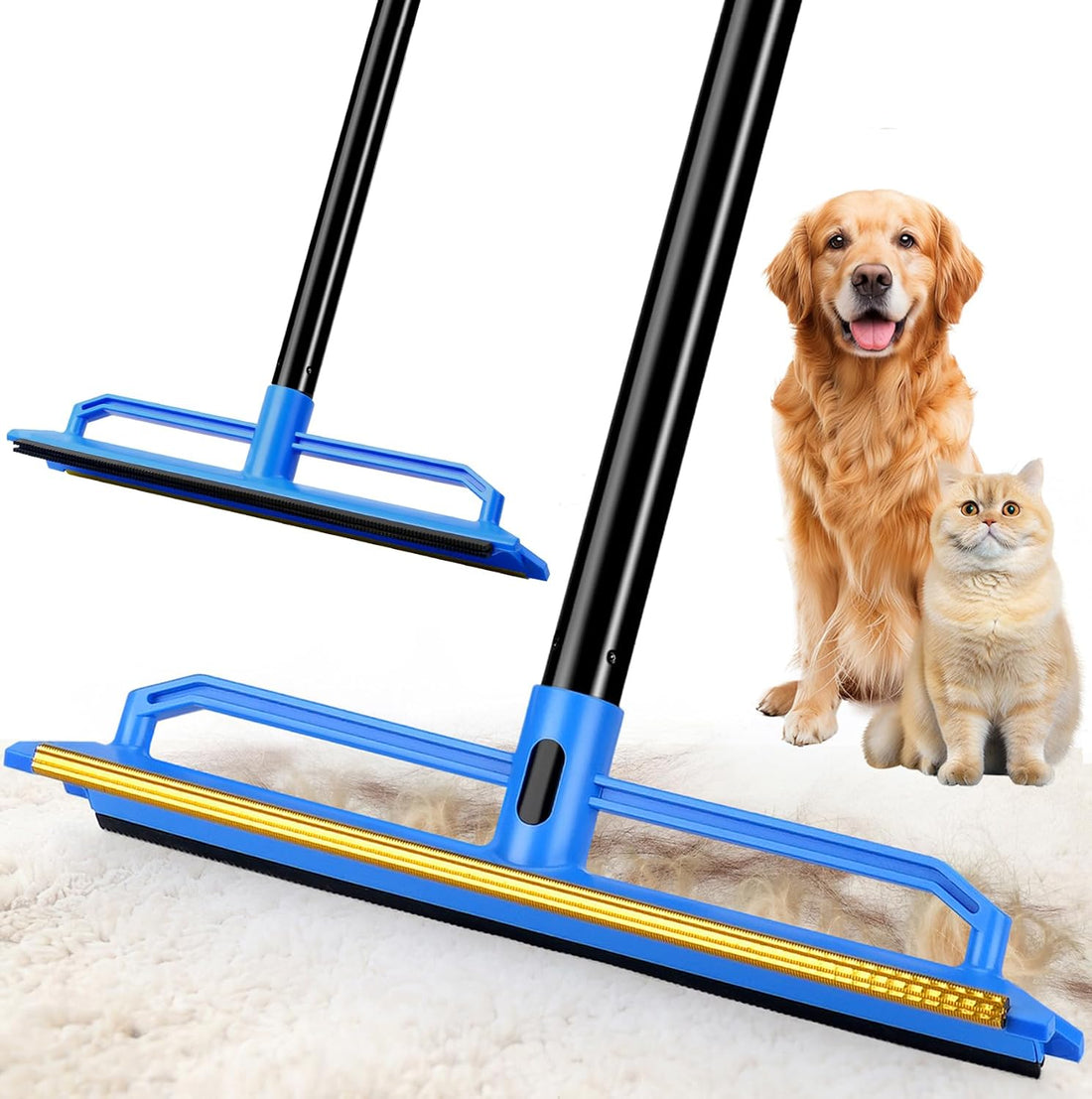 BUVE 2 in 1 Carpet Rake for Pet Hair Removal Tool