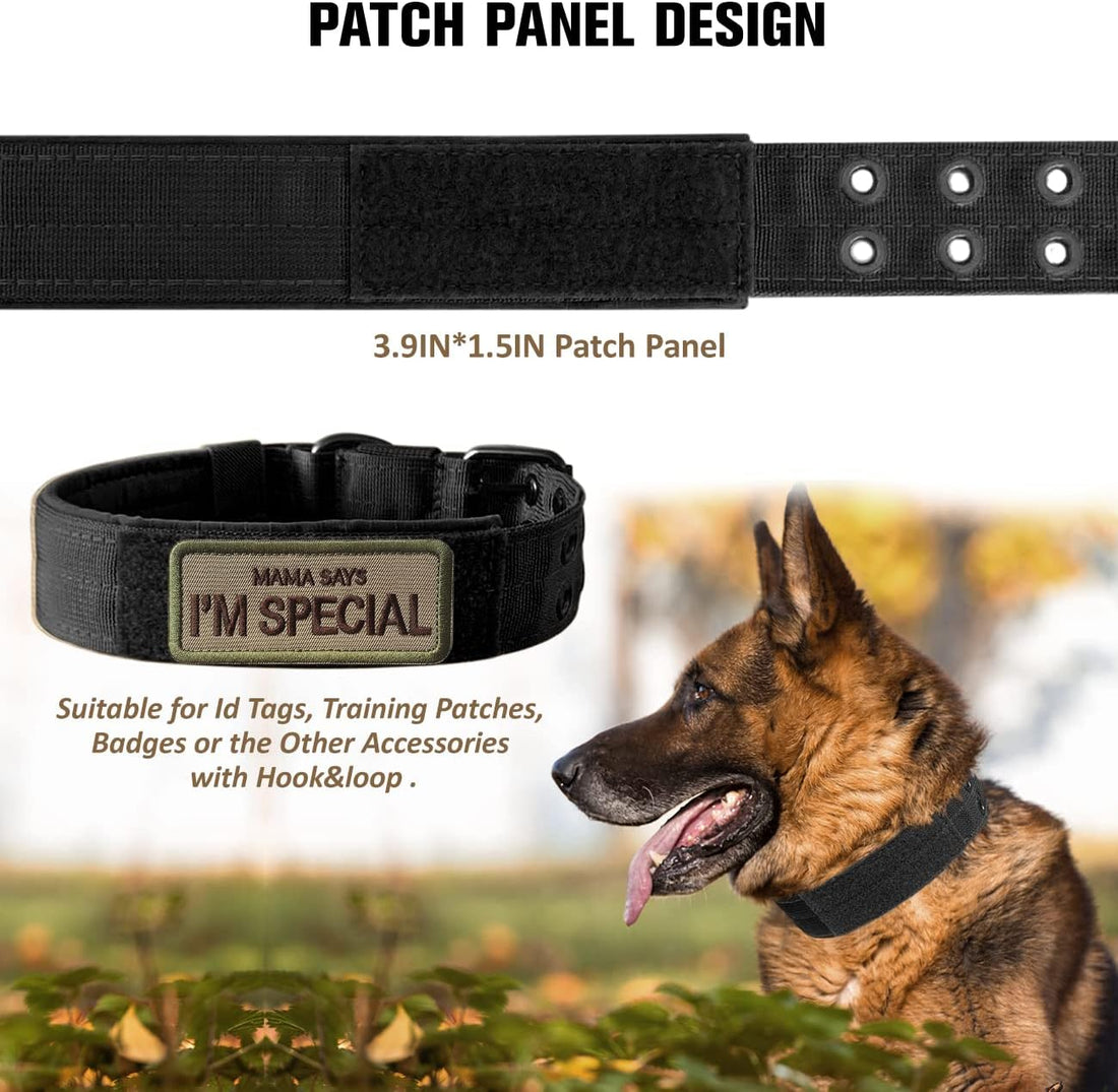 Tactical Dog Collar Heavy Duty Metal Buckle Collars for Medium Large