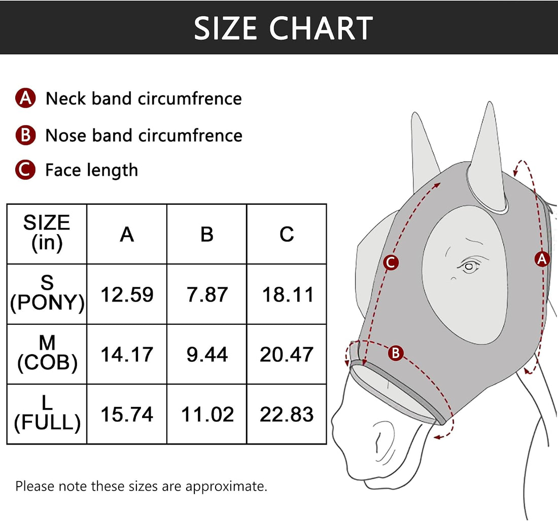 Stretchy Horse Fly Mask with Ears, Large Eye Space Paleblue Cob
