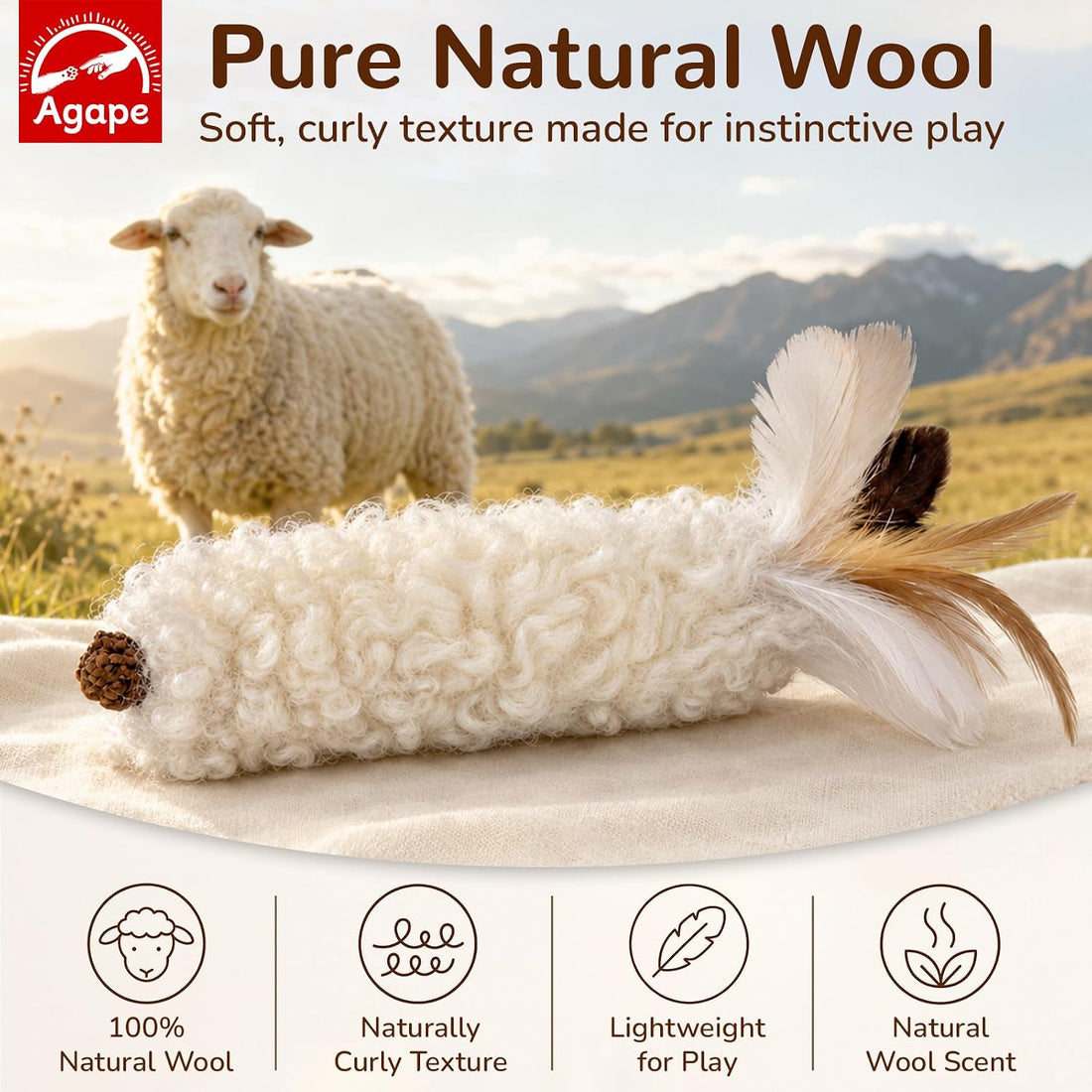 Agape Wool Cat Toys with Catnip & Silvervine Gall Fruit