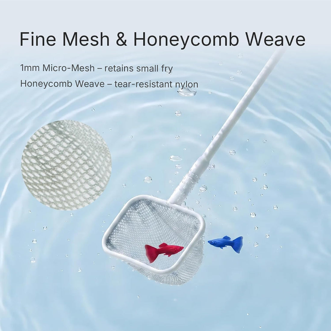 Aquarium Fish Net, 12.6in Square Fine Mesh for Betta Shrimp Tank