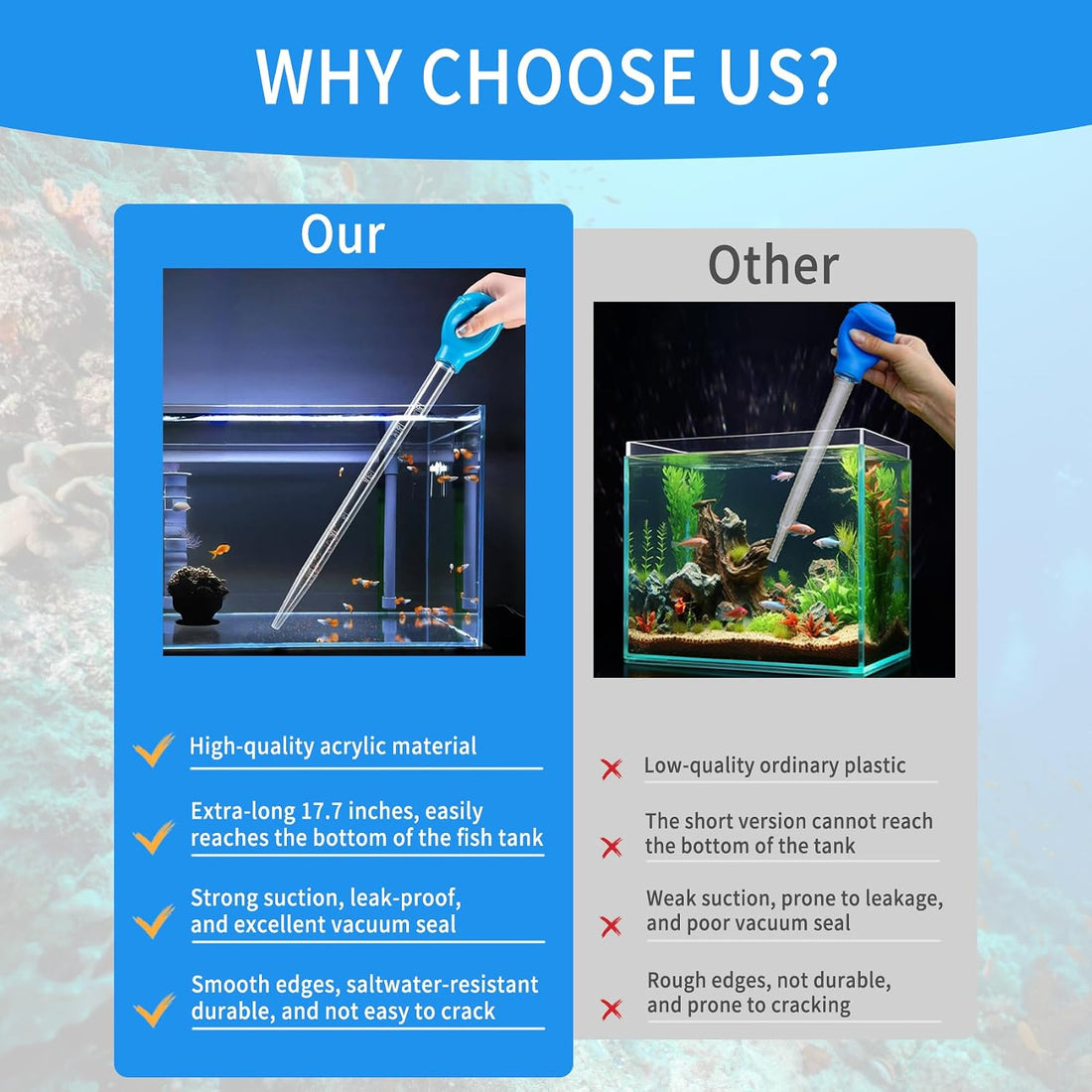 17.7 in 1 Pc Long Pipette for Fish Tank Coral Food Feeder Long