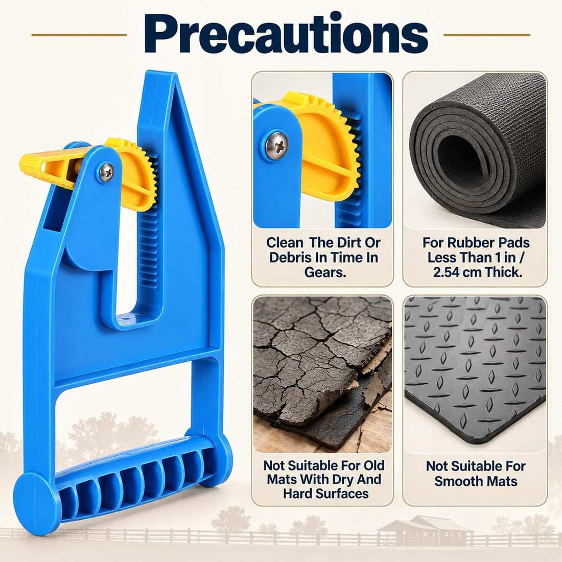 2Pcs Horse Stall Mat Grippers Heavy Duty Handlers 2 Mat Movers Tool