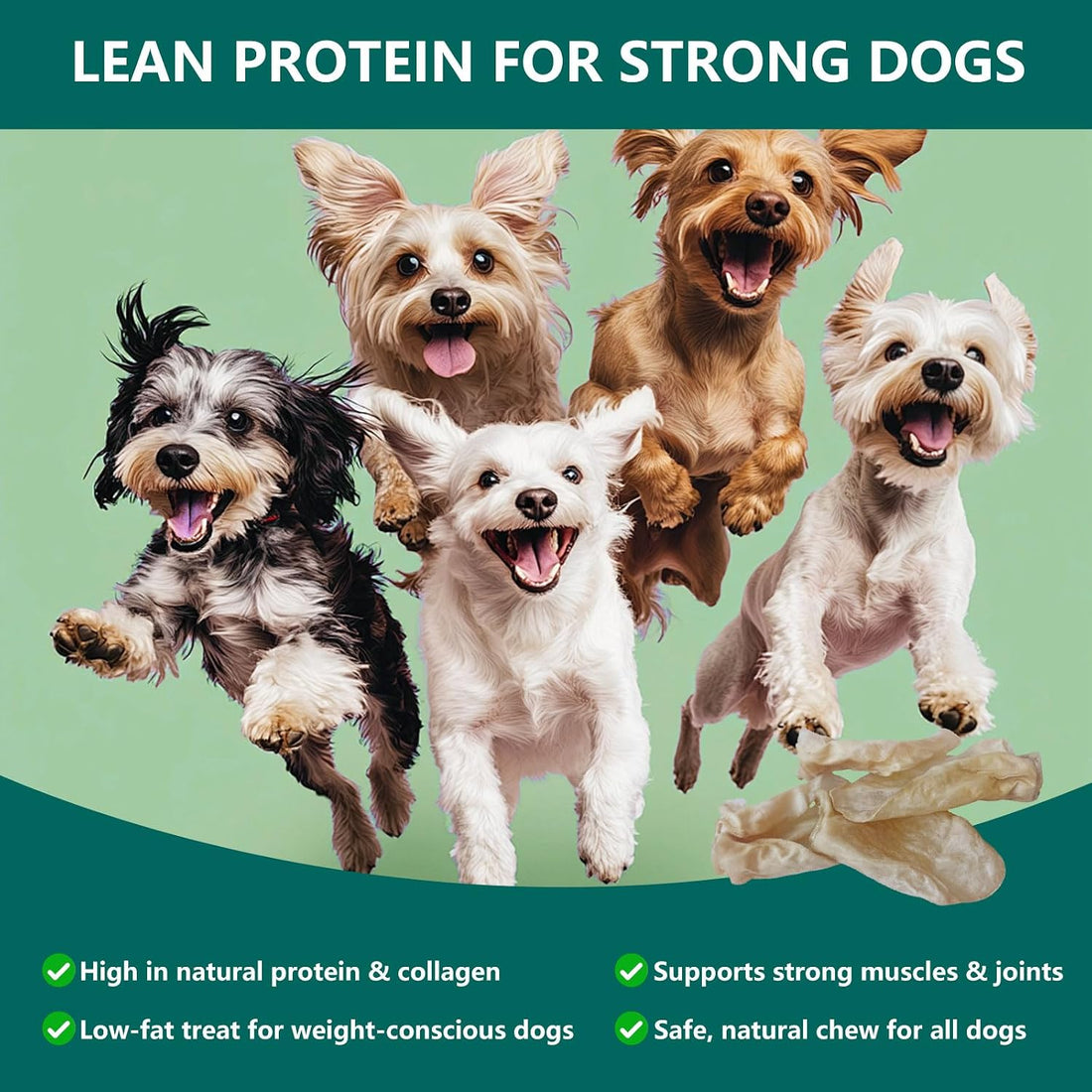 Natural Farm Cow Ears Dog Chews, Thick Cut Rawhide Alternative,120g