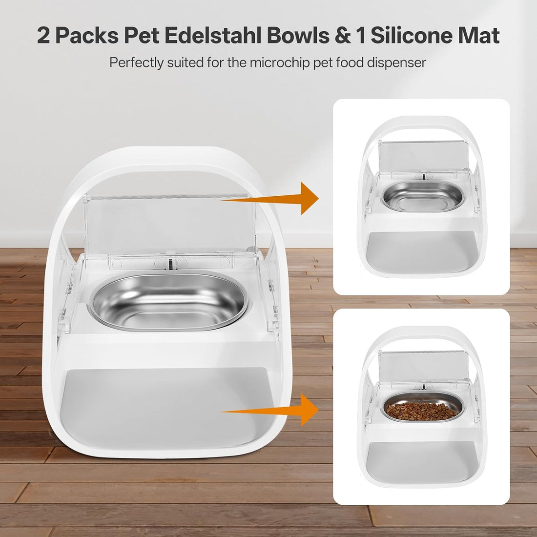 Stainless Steel Bowl for Automatic Microchip Cat Pet Feeder