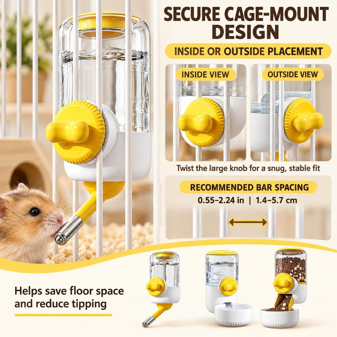 Bunny Water Dispenser for Cages, Guinea Pig Water Bottle No Drip