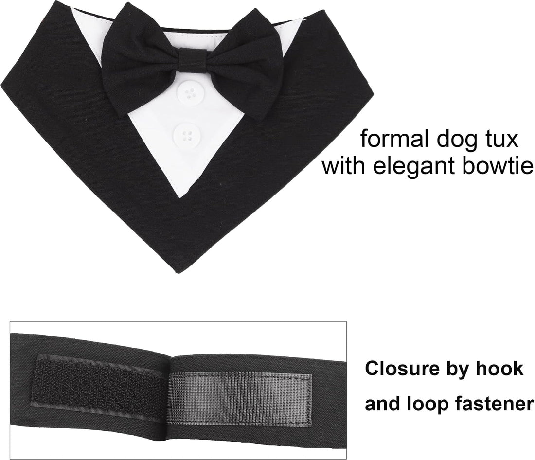 ADOGGYGO Formal Dog Tuxedo, Wedding Dog Bandana Collar with Bowtie