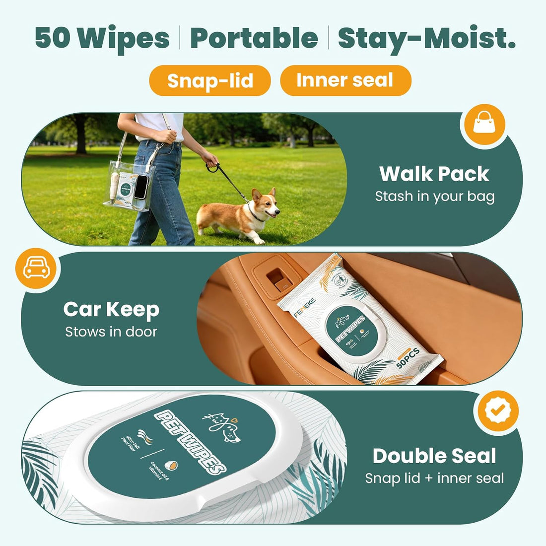 200 Count Dog Wipes & Cat Wipes | Hypoallergenic, pH Balanced for Paws
