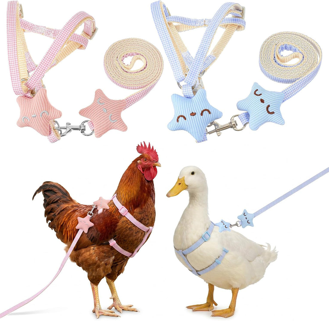 Andibro 2 Pcs Adjustable Chicken Harness and Leash Set