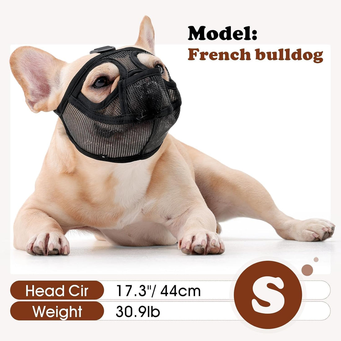 French Bulldog Muzzle, Soft Mesh Muzzle for Short Snout Dogs