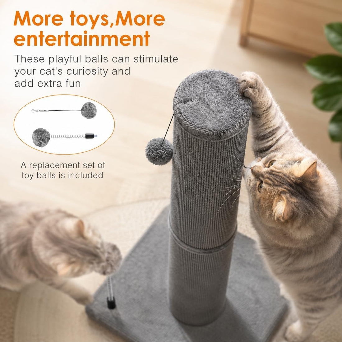 Carpet Cat Scratching Post Heavy Duty for Indoor Large Cats, Grey
