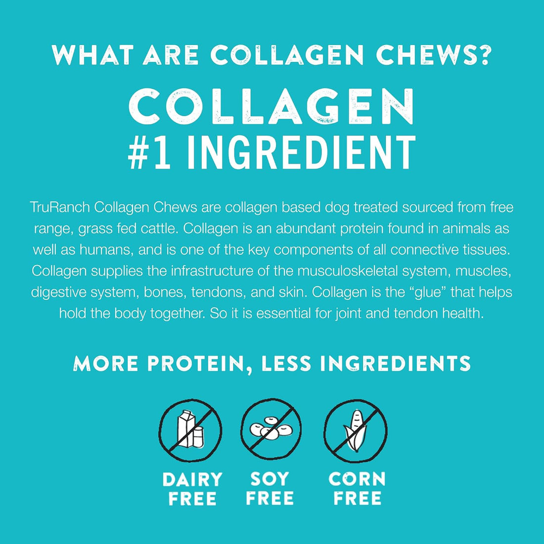 TRURANCH 5" Collagen Sticks for Dogs, Rawhide Free, Beef, 45 Ct