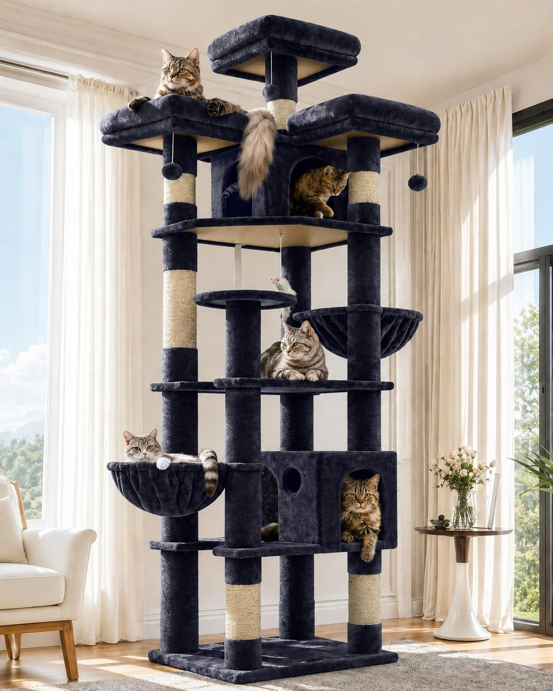 Globlazer Cat Tree Tower for Multiple Adult Cats, 82in, F82