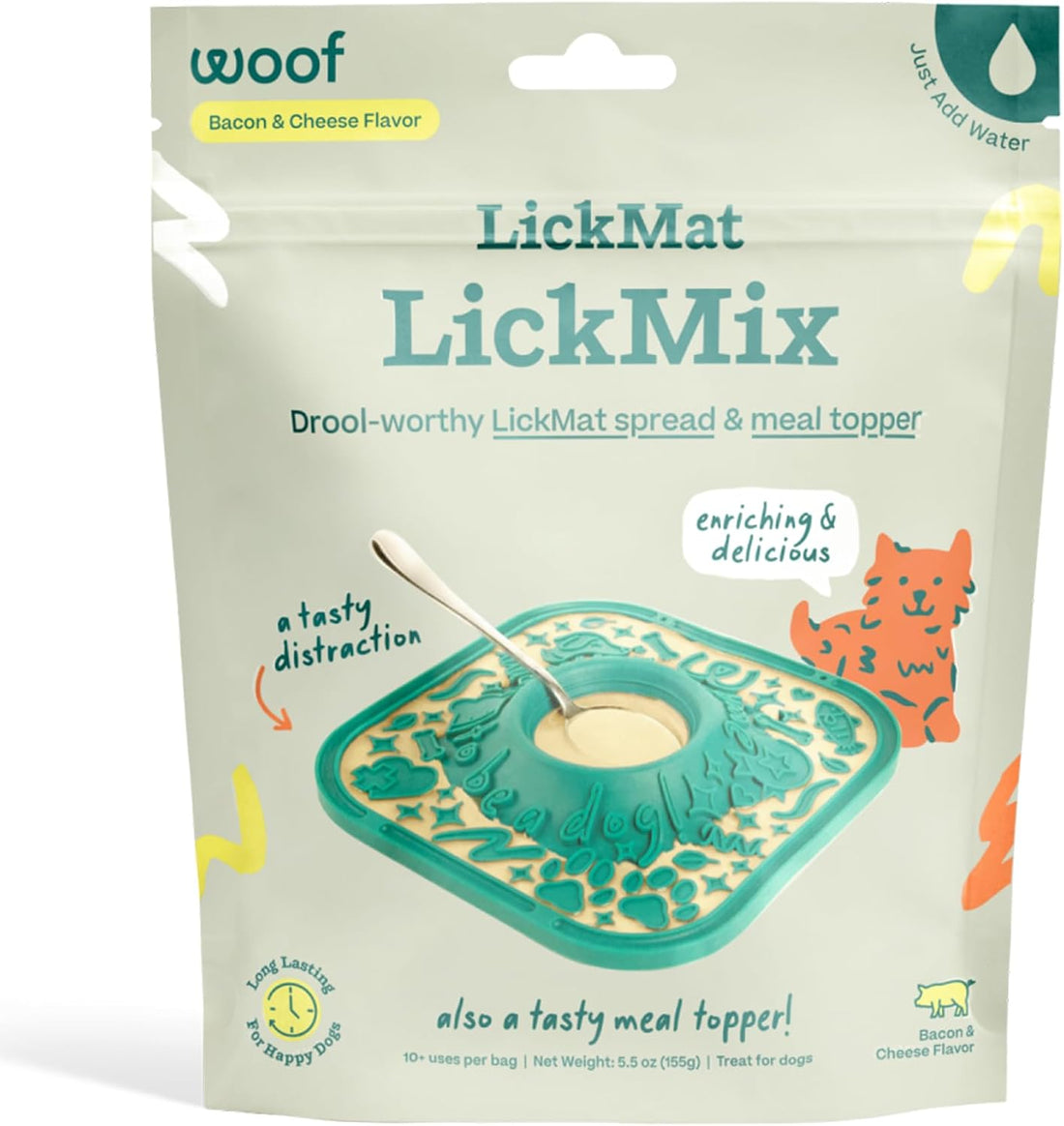 WOOF LickMix, Dog Lick Mat Spread & Meal Topper, Calming