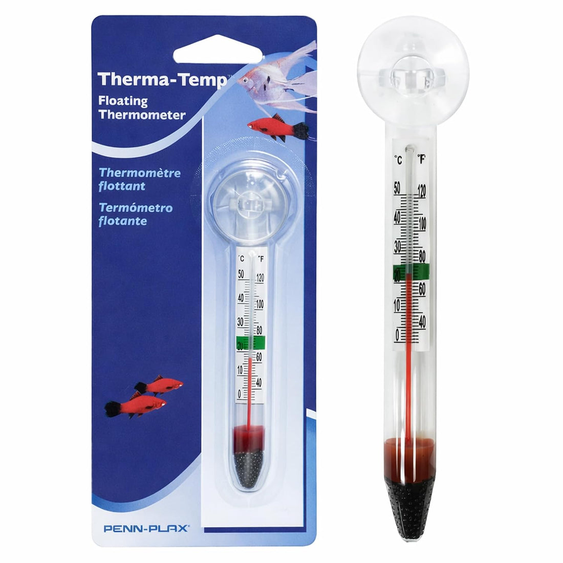 Penn-Plax Therma-Temp Floating Aquarium Thermometer - Multicolor