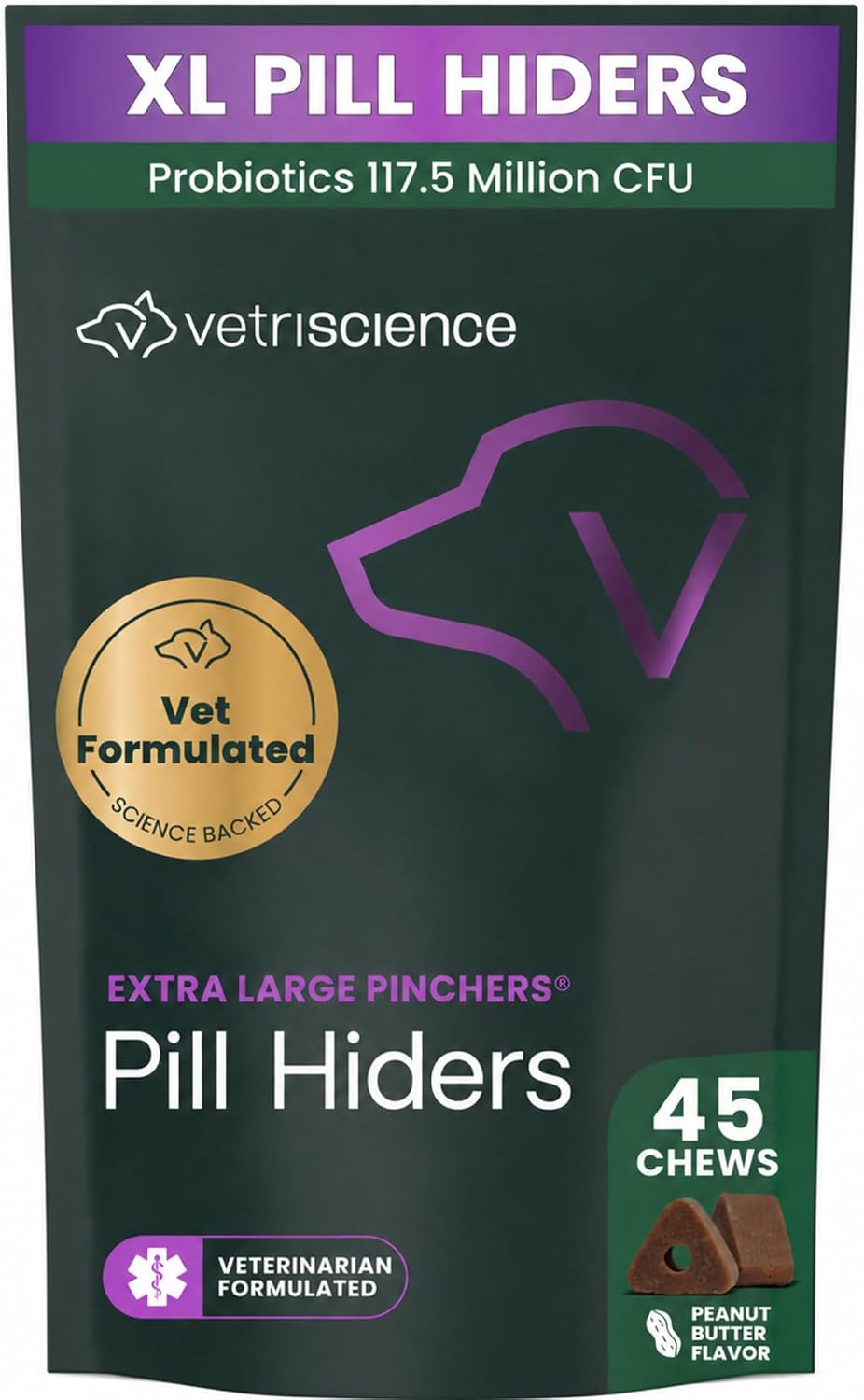 VetriScience Pinchers Pill Hiders for Dogs, Peanut Butter, 45 Count