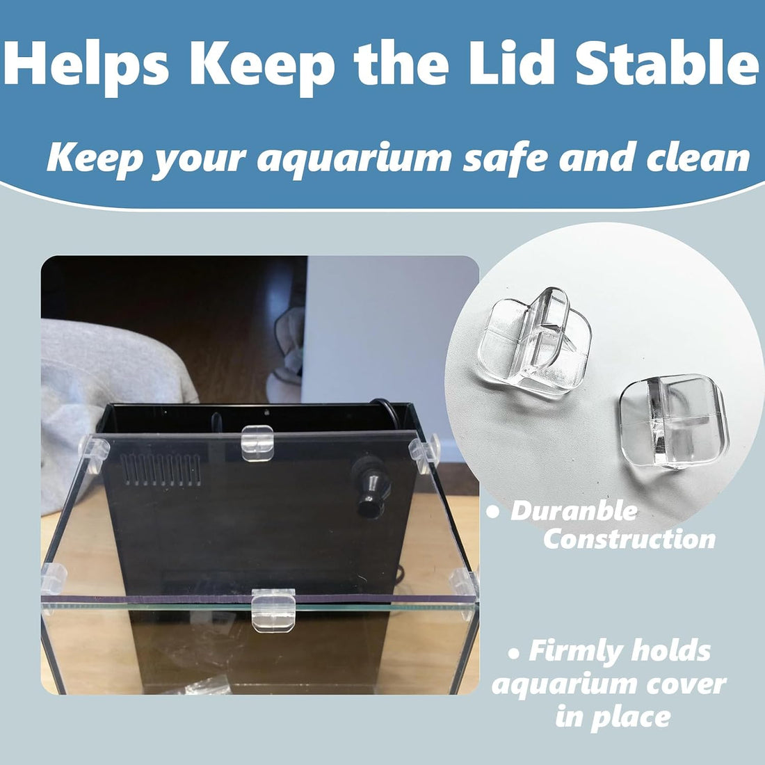 10 PCS Rimless Aquarium Clips for 1/8" to 3/16" Glass,Top Mounting
