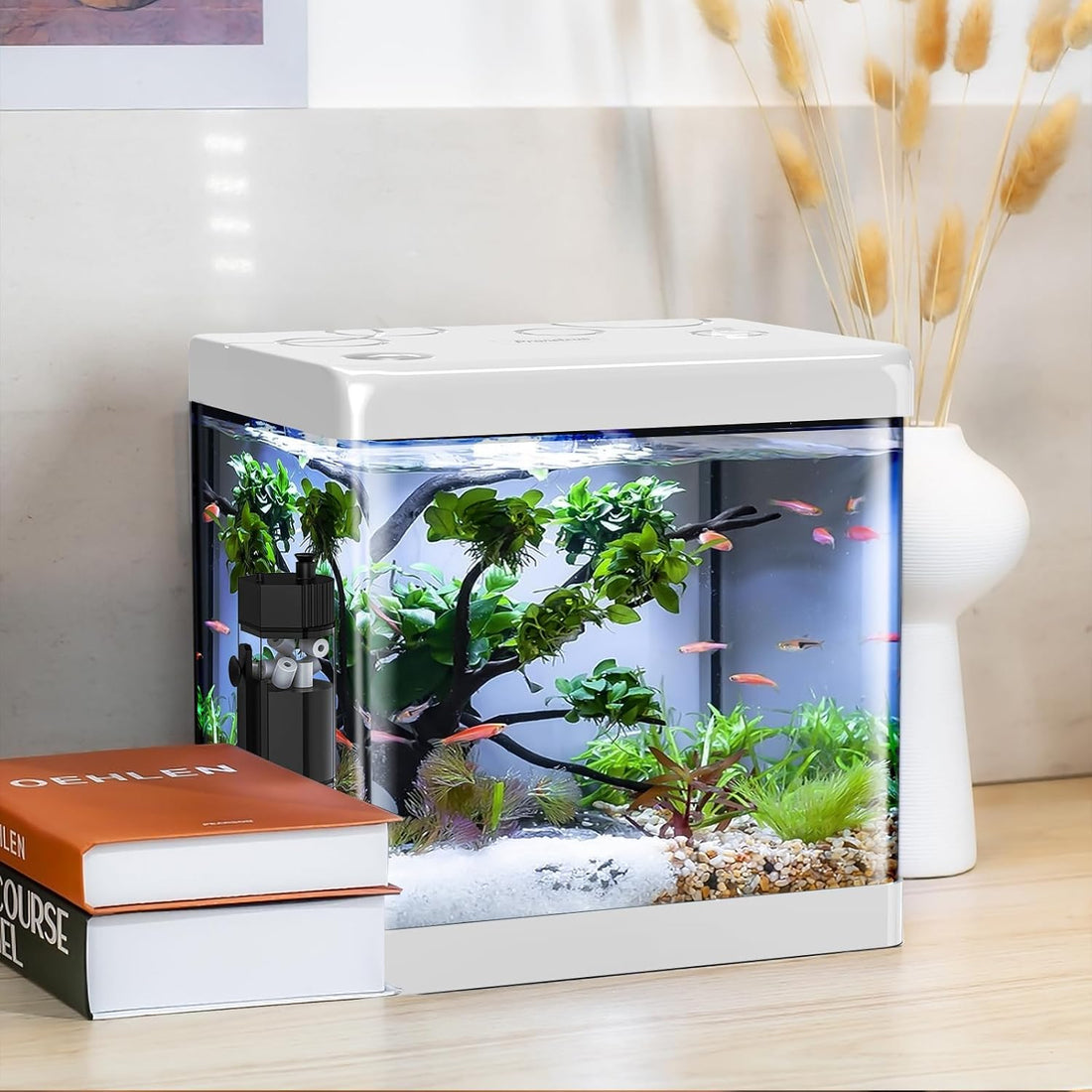 Pronetcus Betta Fish Tank, 2 Gallon Glass Aquarium Starter Kit