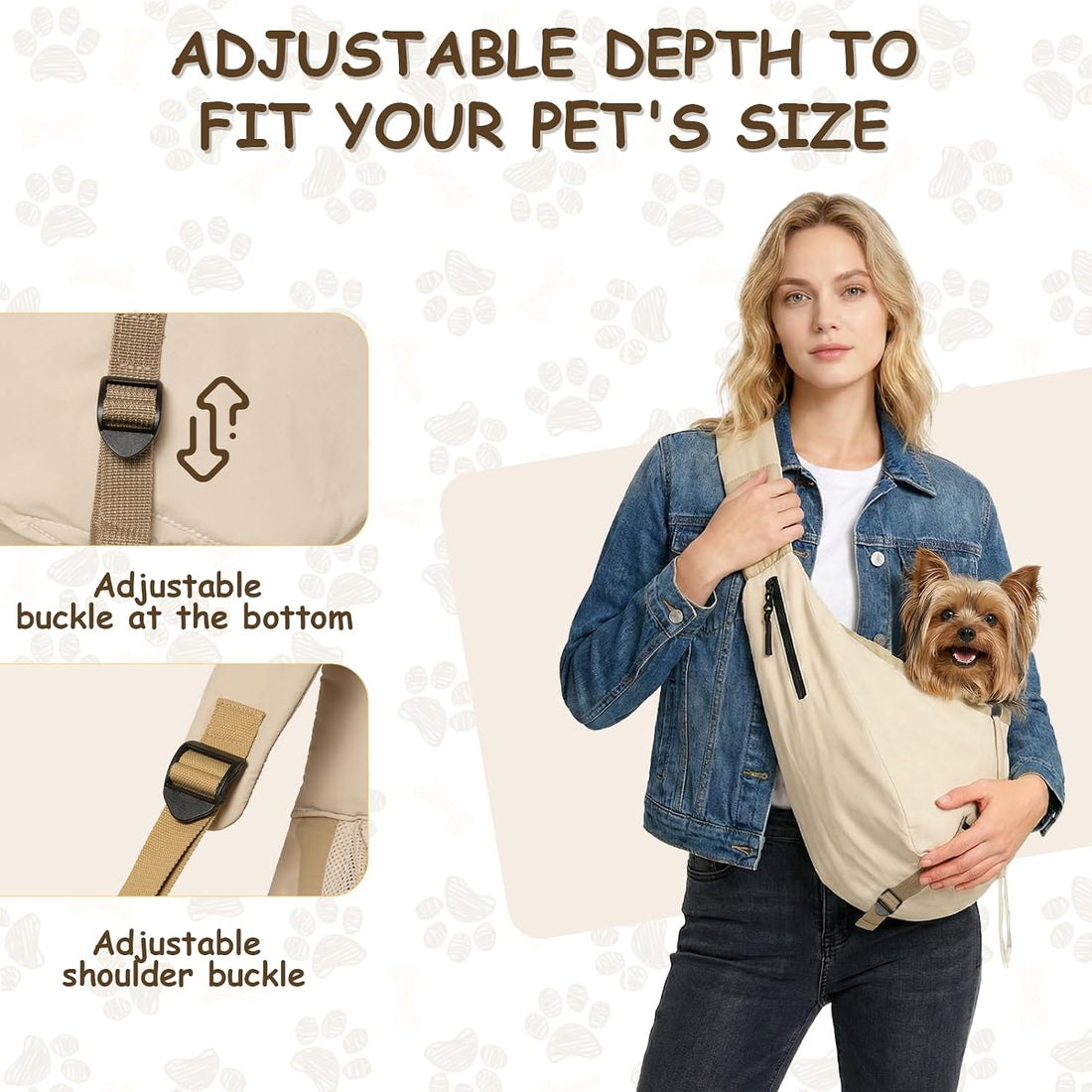 Dog Carrier Sling for Small Dogs/Cats Up to 15 lbs