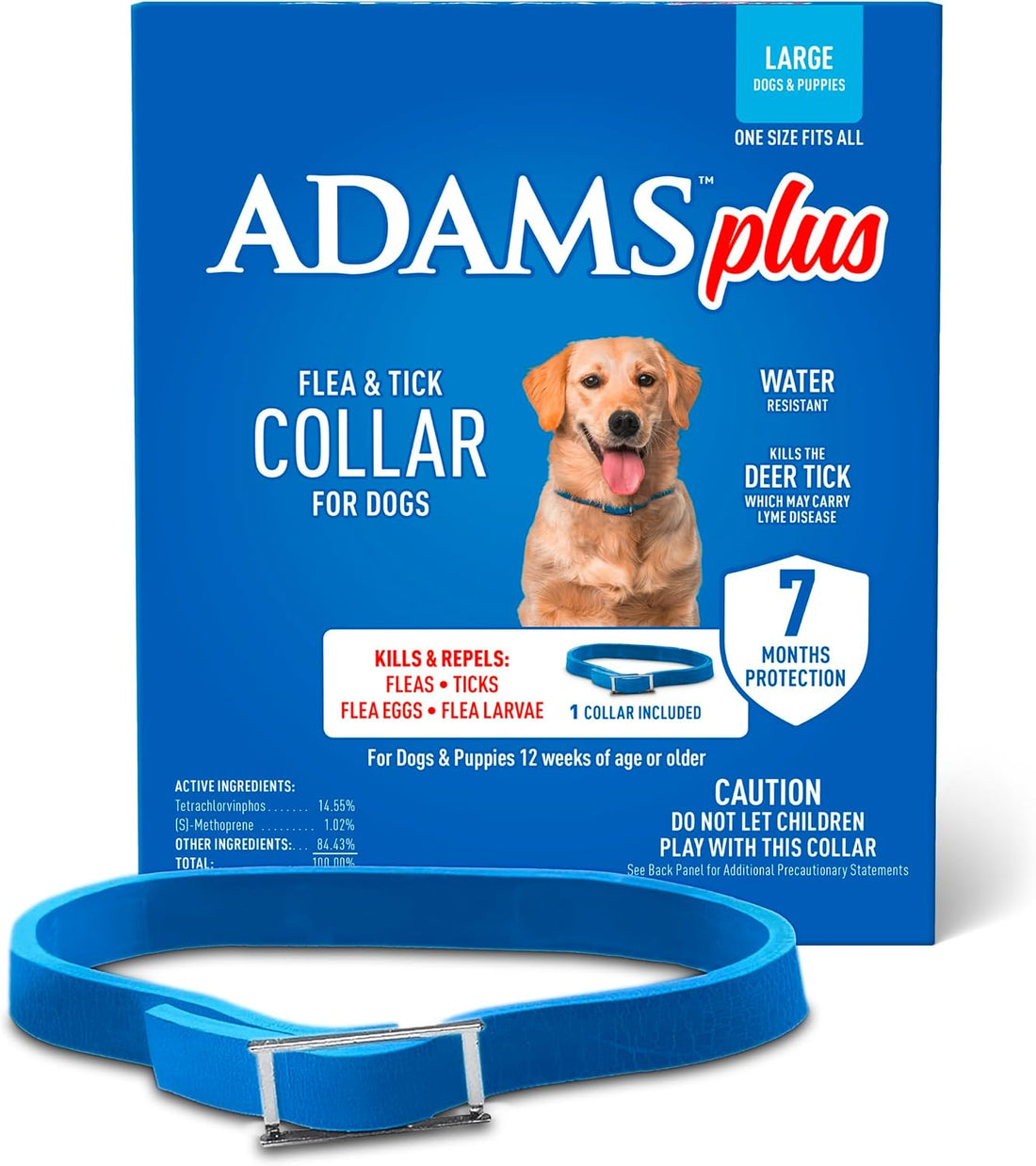 ADAMS Plus Flea & Tick Collar for Dogs, 7-Month Prevention, 1 Count