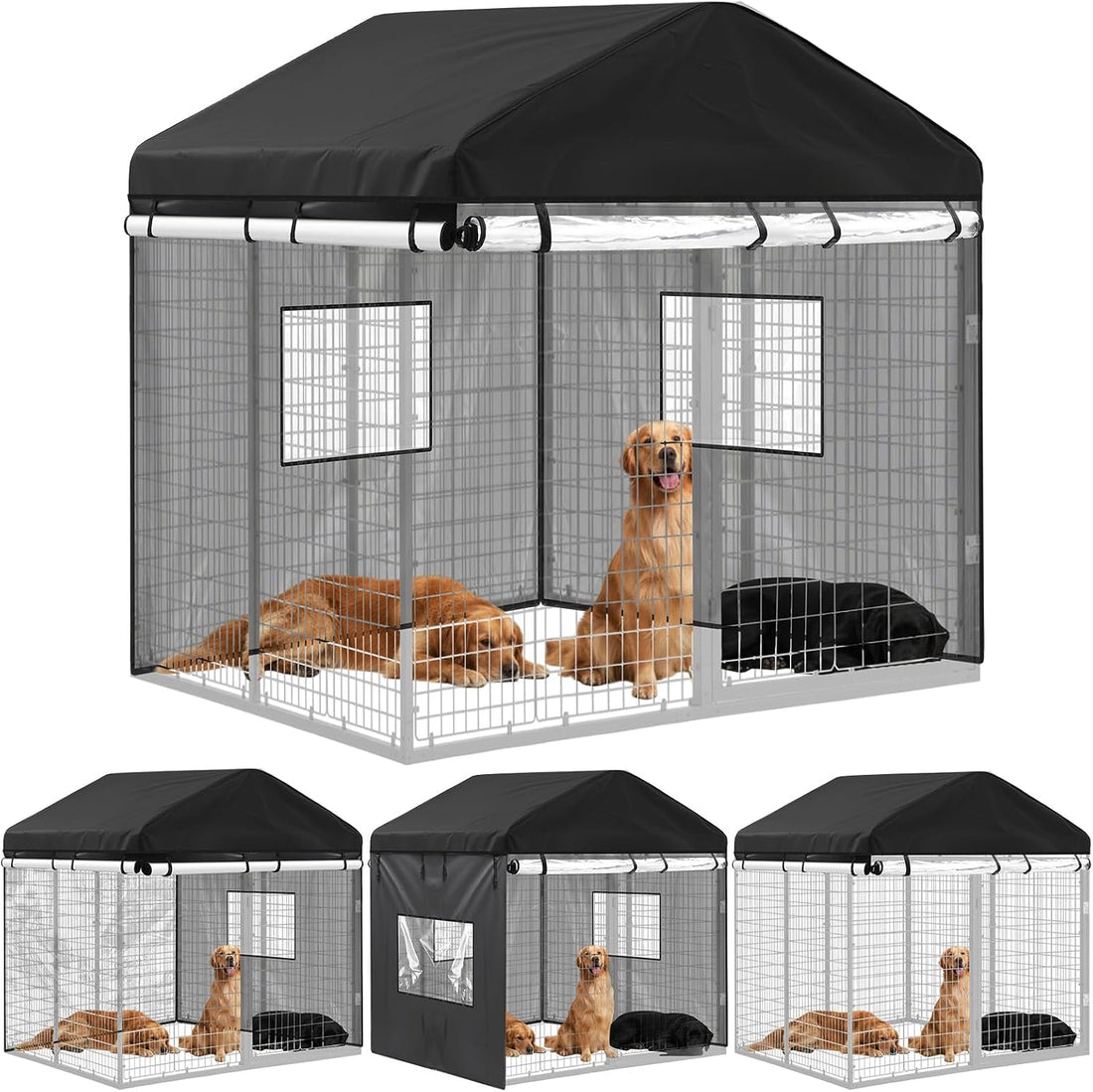Oxford Cloth Kennel Cover Waterproof PVC Window