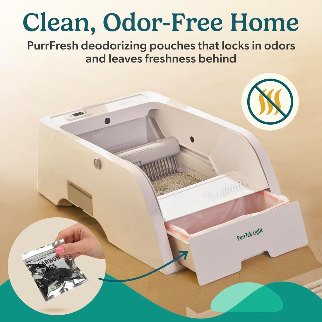 PetCove PurrTek Light Open Top Automatic Litter Box Self Cleaning