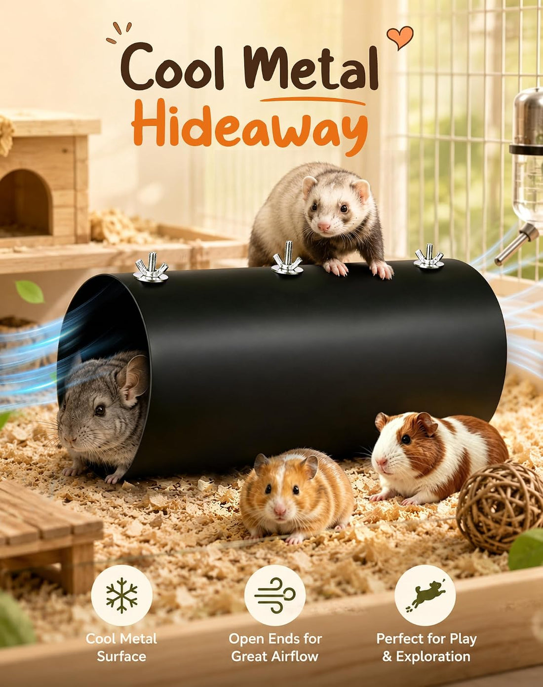 Haoguo Chinchilla Hanging Cooling Tunnel, Metal Hideout