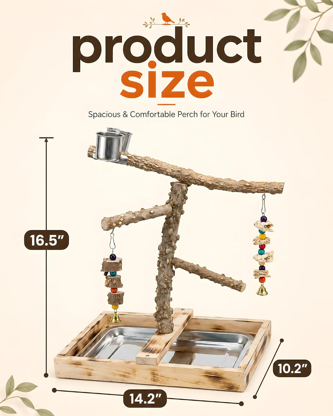 Bird Playground Perch Stand for Parakeets & Conures