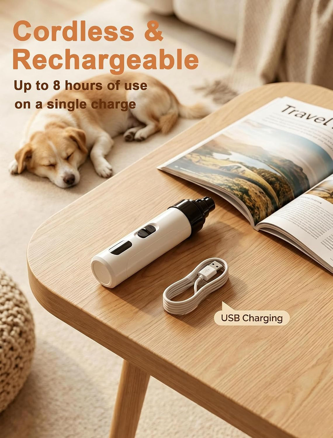 Quiet Electric Pet Nail Grinder with 2 Speeds for Dogs Cats