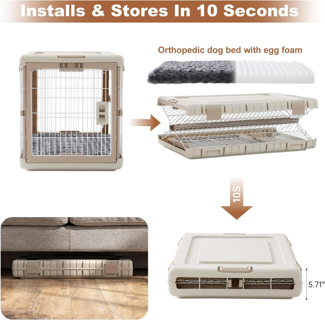 ZOMISIA Collapsible Dog Crate with Bed Mat