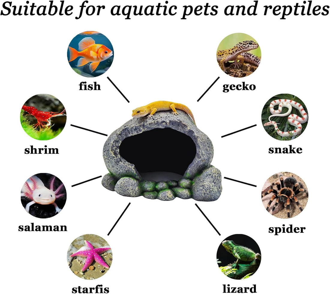 Aquarium Decoration Beta Fish Shrimp Reptile Rocks Hiding Cave