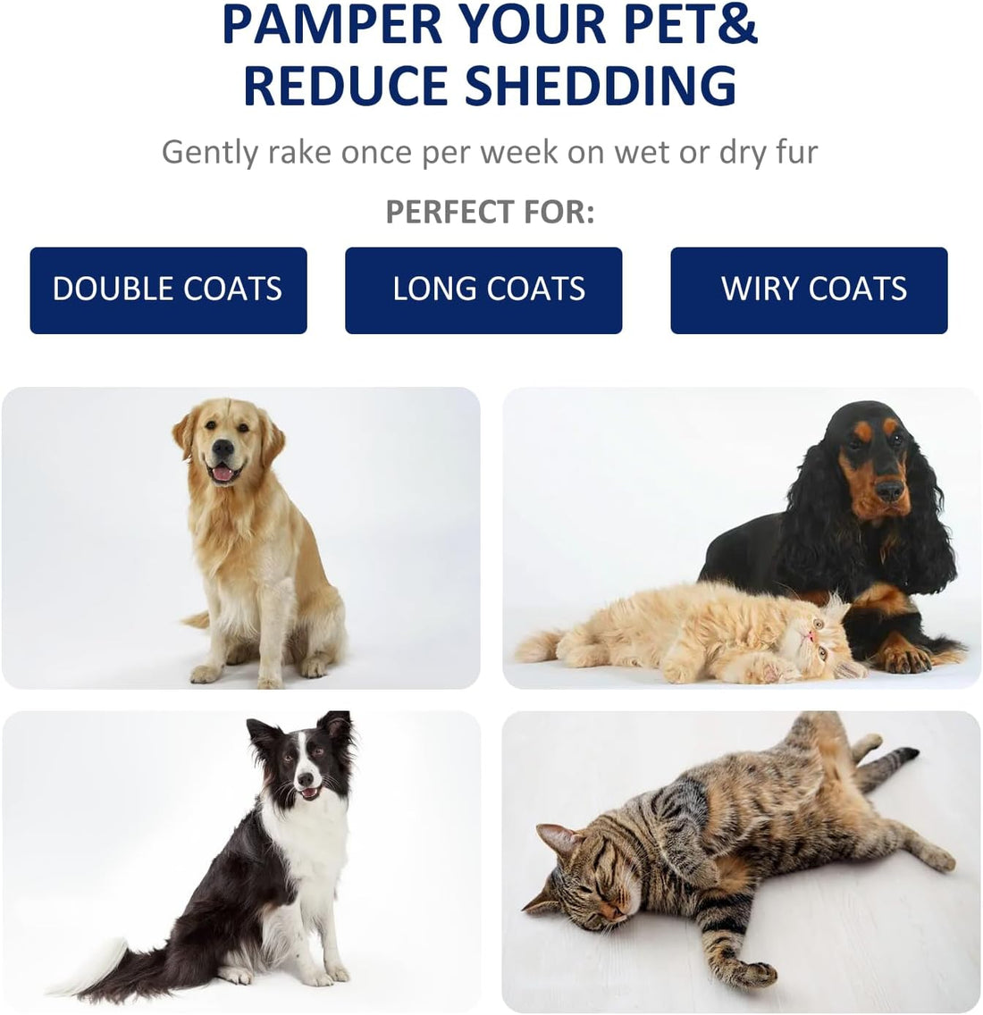 WePet Grooming Rake for Dogs & Cats, Double-Sided Deshedding Brush