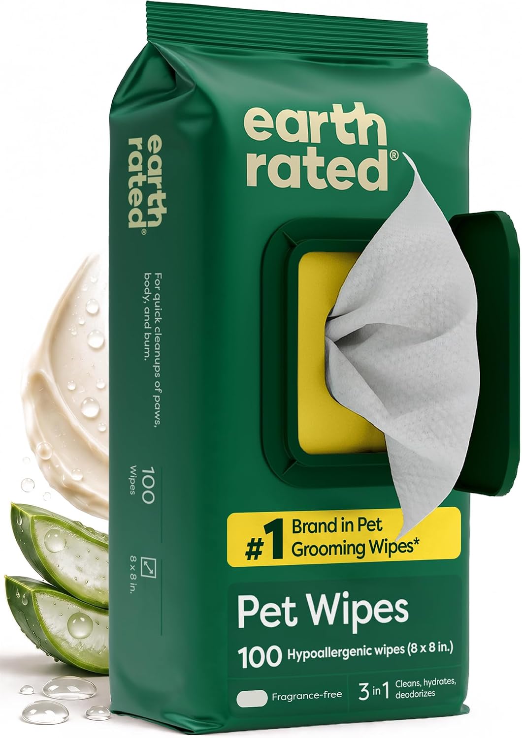 Earth Rated Pet Wipes for Dogs and Cats, Hypoallergenic