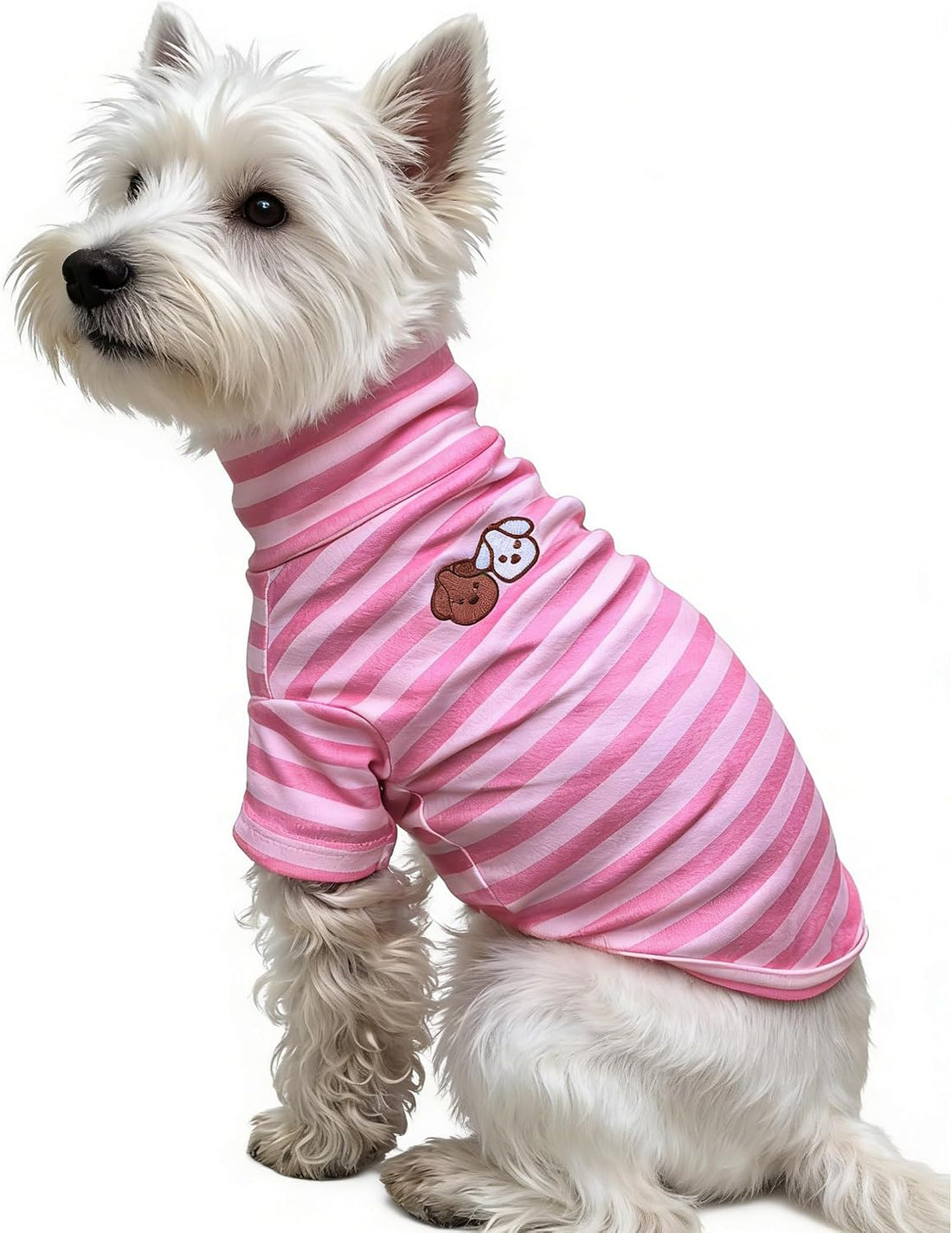 Turtleneck Dog Shirt Embroidery Doggie Soft Puppy Pullover Stretchy