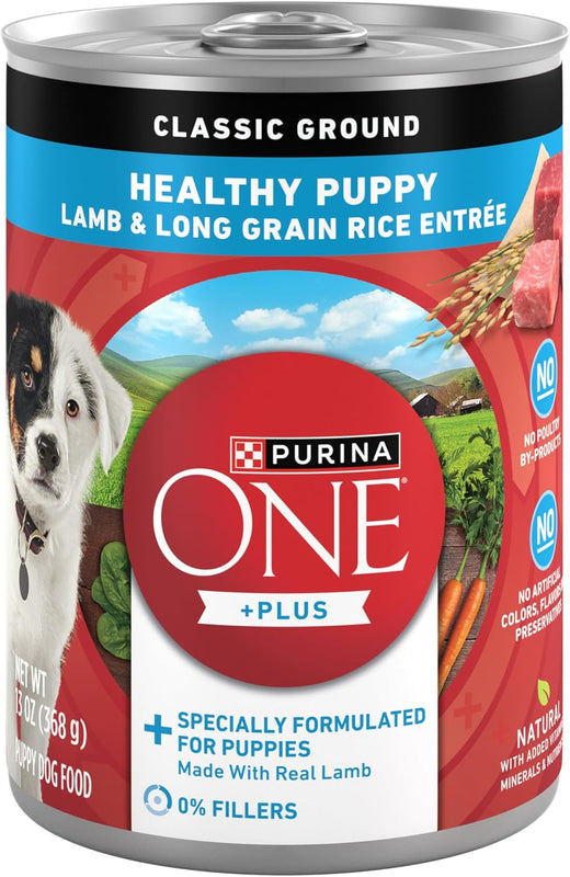 Purina ONE Plus Wet Puppy Food, Classic Ground, (12) 13 oz Cans